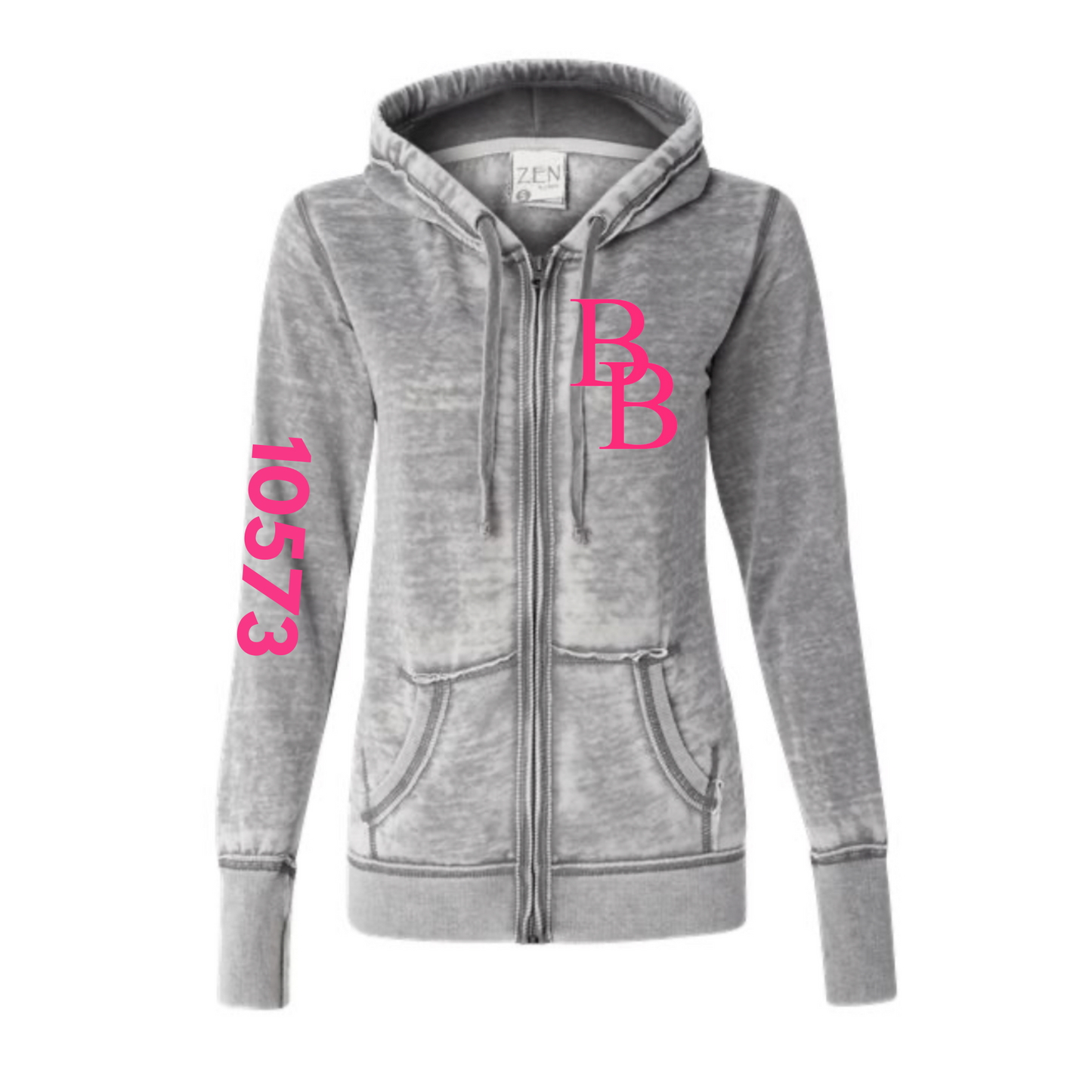 Adult Zen Zip Up Hoodie with Pink BB and Zip Code