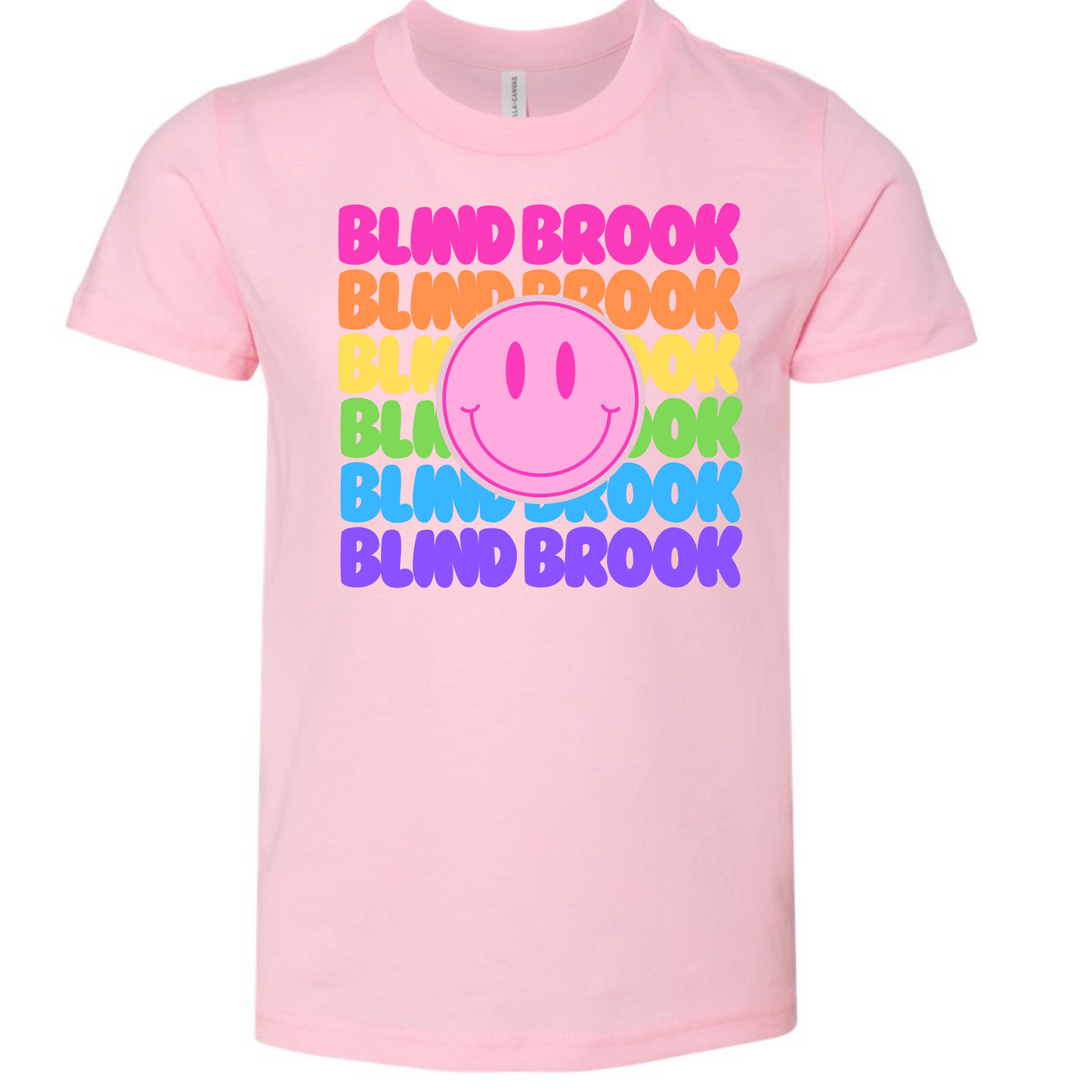 Rainbow Smiley Face Pink T-shirt