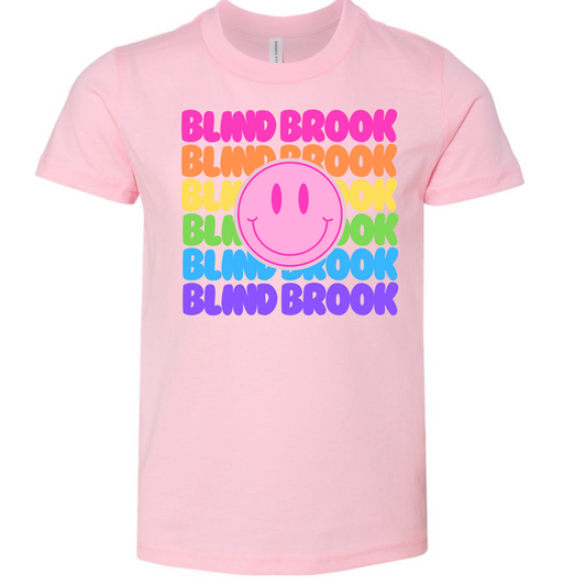 Rainbow Smiley Face Pink T-shirt