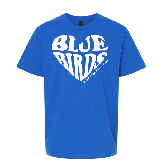 Bluebirds Heart  B.M.P. Ridge Street Royal Blue T-shirt