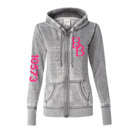 Adult Zen Zip Up Hoodie with Pink BB and Zip Code