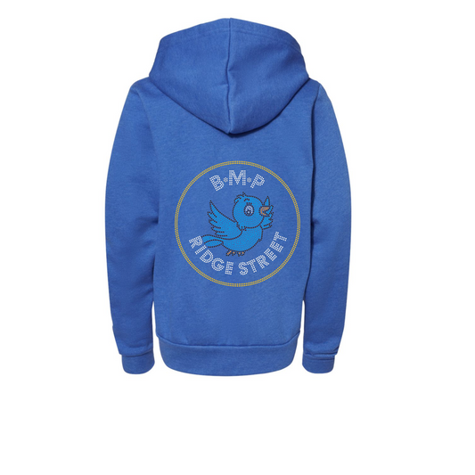 ROYAL BLUE BLING ZIP UP HOODED SWEATSHIRT