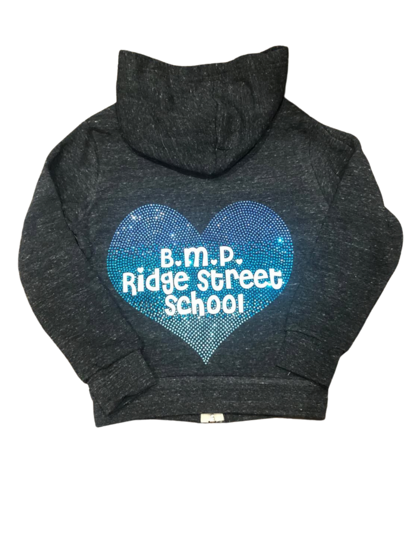 BMP RIDGE STREET BLING OMBRE HEART ZIP UP HOODED SWEATSHIRT