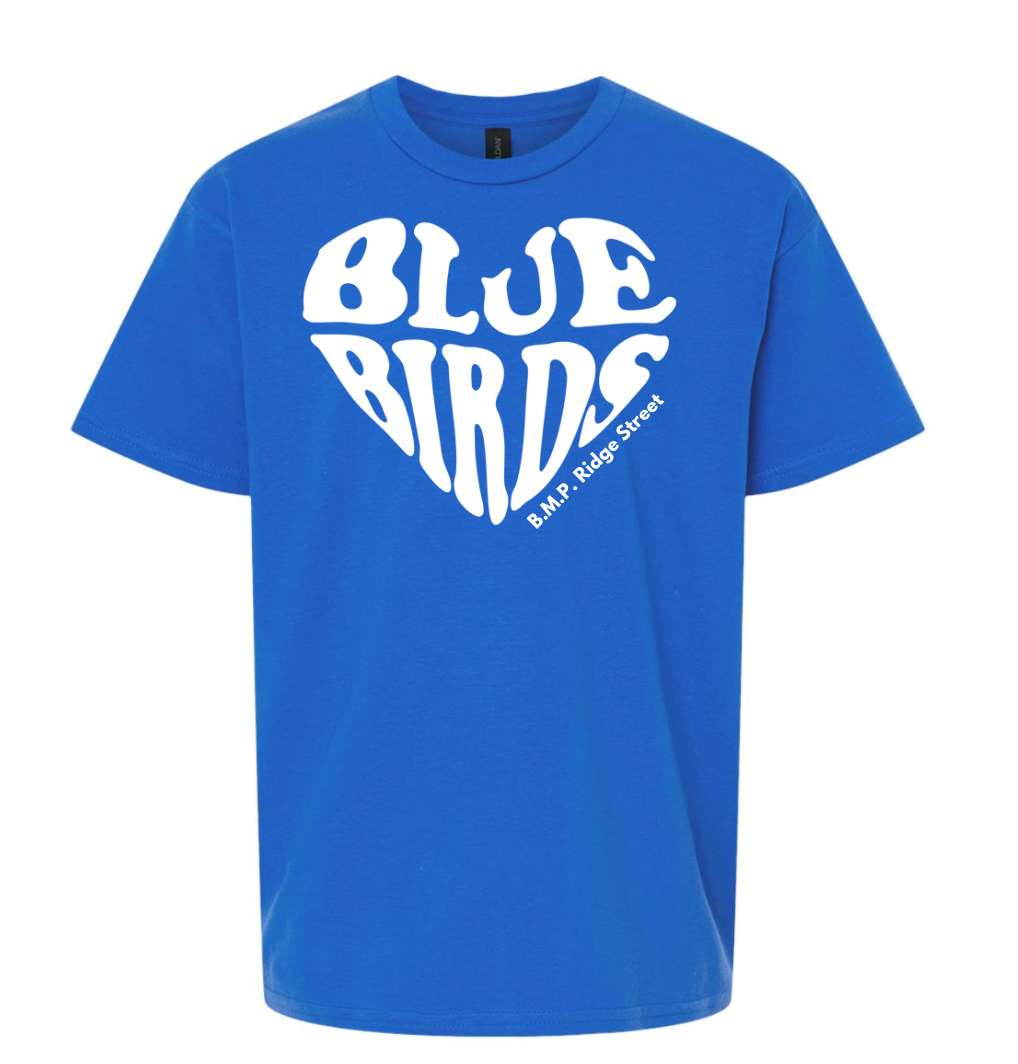 Blue Birds Heart  B.M.P. Ridge Street Royal Blue T-shirt