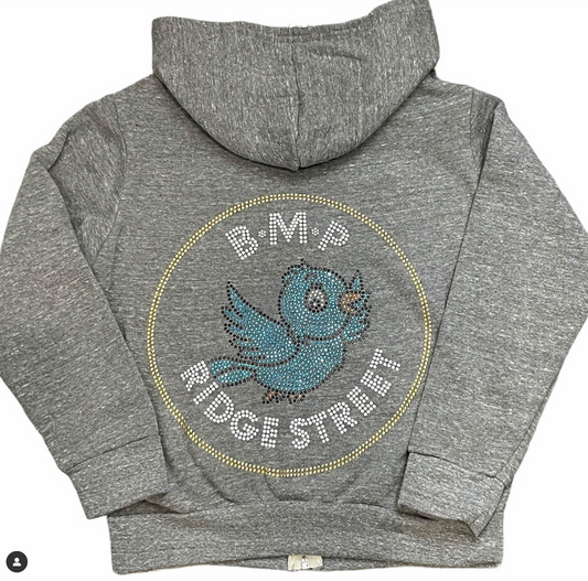 BMP RIDGE STREET BLING GREY ZIP UP HOODED SWEATSHIRT