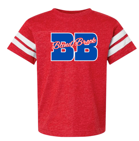 Youth Football Fine Jersey Tee in Red with BB Blind Brook