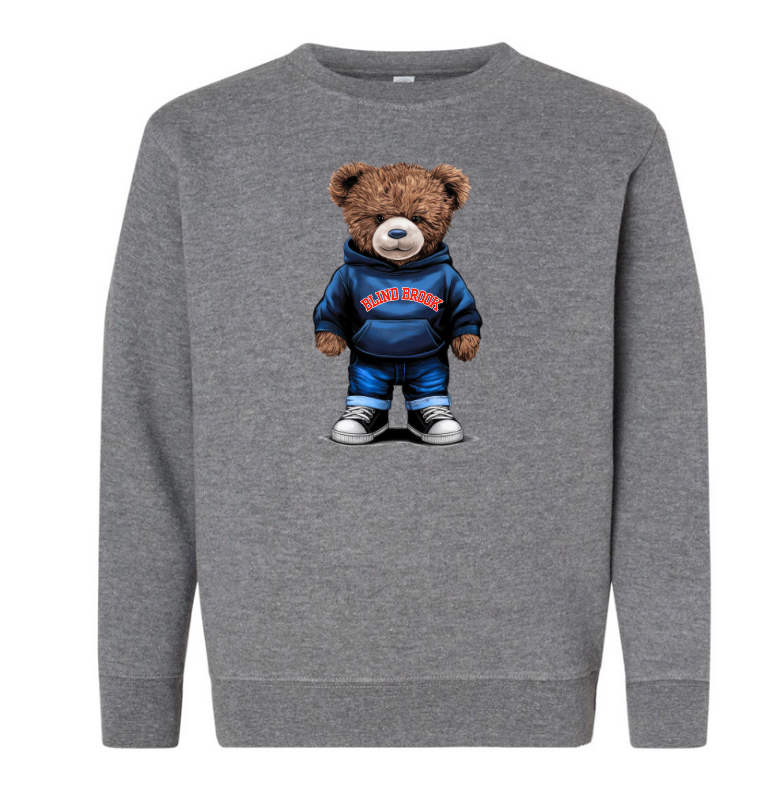 Crew Pullover Sweatshirt with Blind Brook Teddy Bear